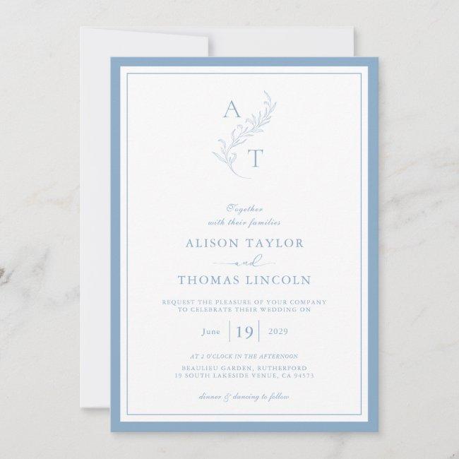 Elegant Dusty Blue Monogram Wedding Frame