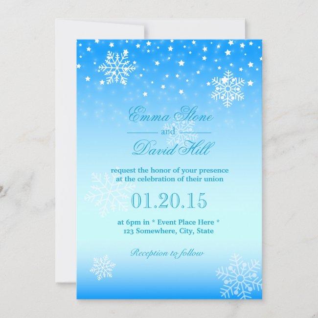 Elegant Frozen Winter Snowflakes Blue Wedding