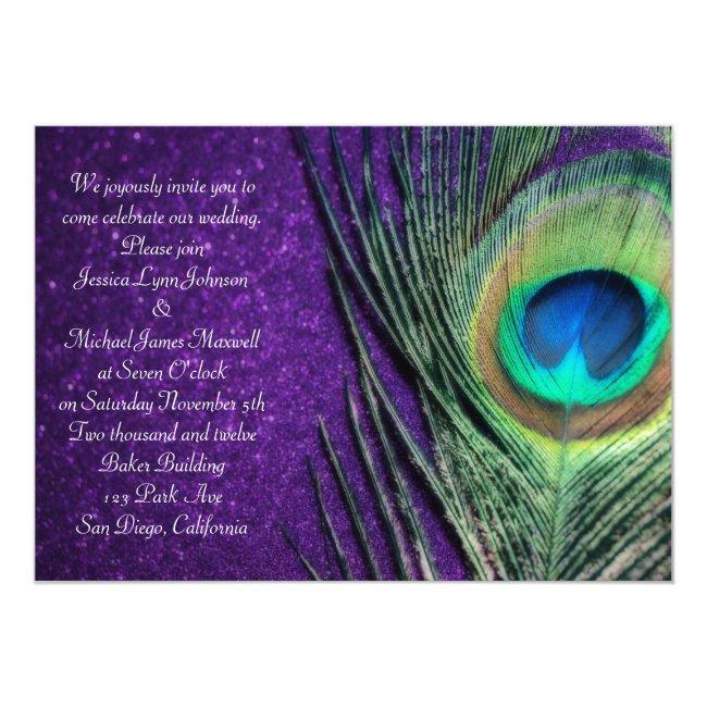 Elegant Glittery Purple Peacock Wedding