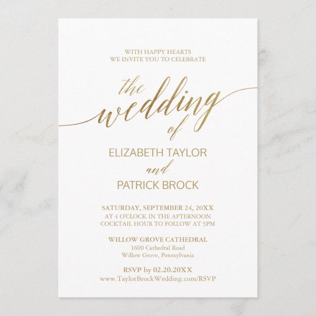 Elegant Gold Calligraphy The Wedding Of With Rsvp