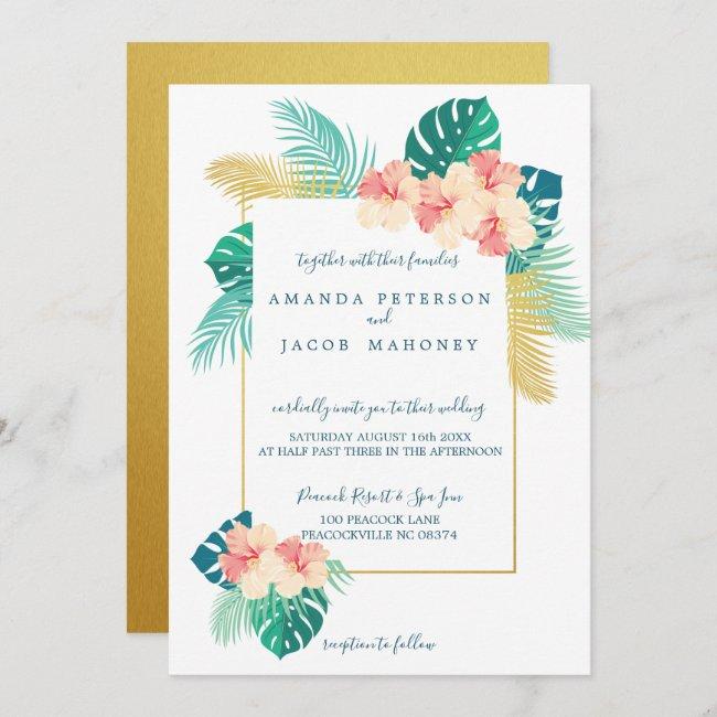 Elegant Gold Hawaiian Hibiscus Wedding