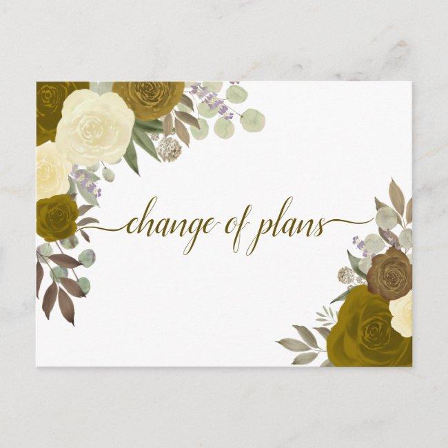 Elegant Gold Roses Change Of Wedding Plans Announcement Post