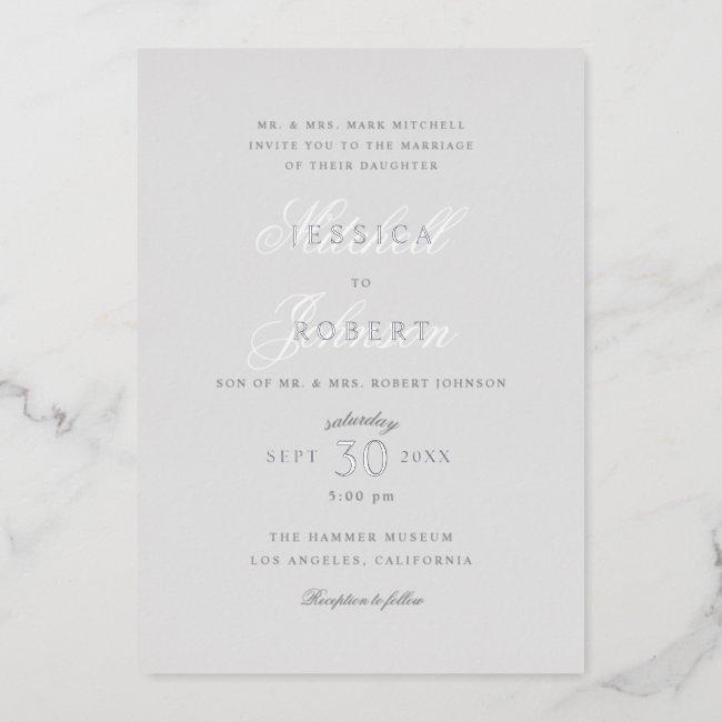 Elegant Grey Wedding Silver Foil