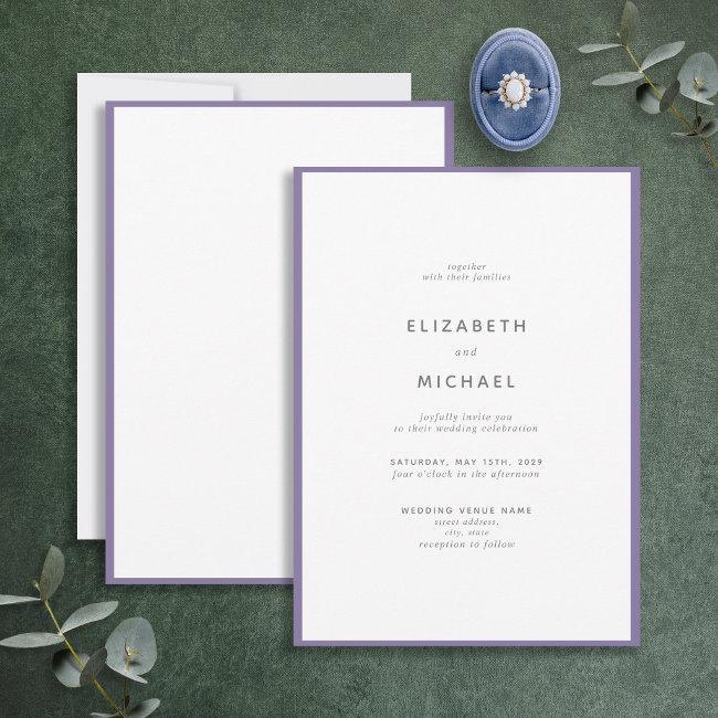 Elegant Lilac Lavender & White Typography Wedding