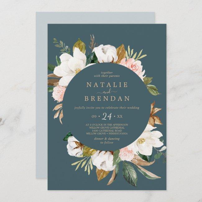 Elegant Magnolia | Teal And White Casual Wedding