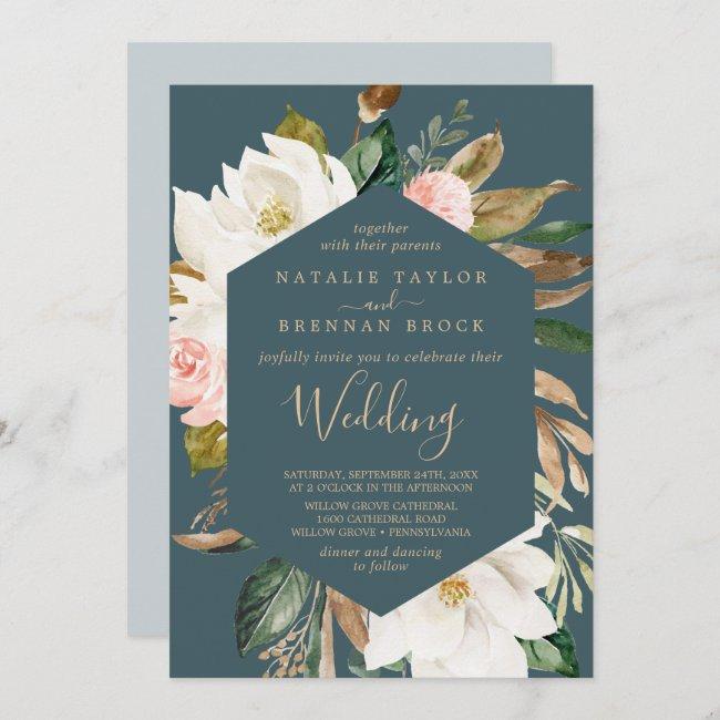 Elegant Magnolia | Teal And White Wedding
