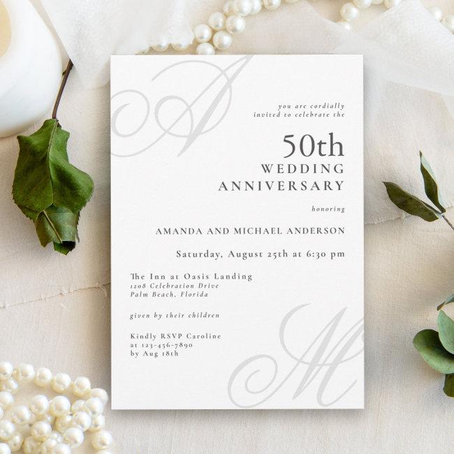 Elegant Monogram Initials 50th Wedding Anniversary