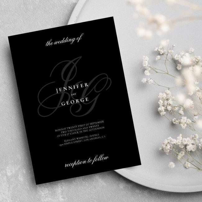 Elegant Monogram Initials Romantic White Wedding