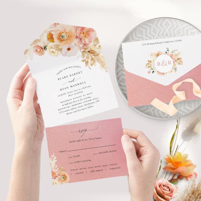 Elegant Peach And Coral Floral Wedding With Rsvp A All In One