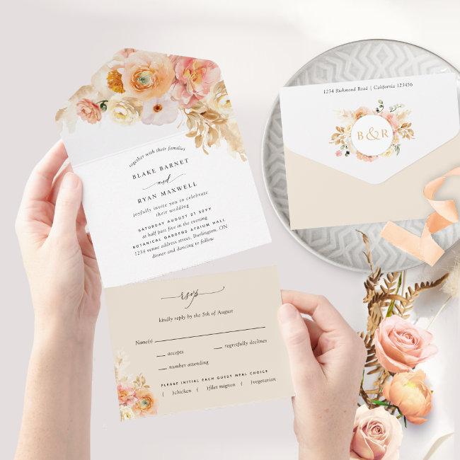Elegant Peach And Cream Floral Wedding With Rsvp A All In One