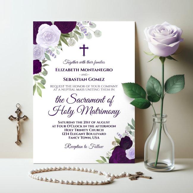 Elegant Purple Roses Modern Catholic Wedding
