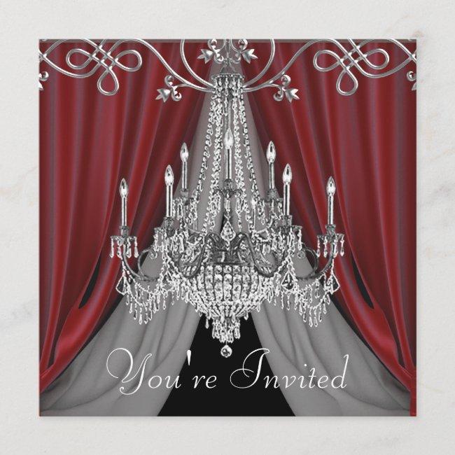 Elegant Red And Black Chandelier Party