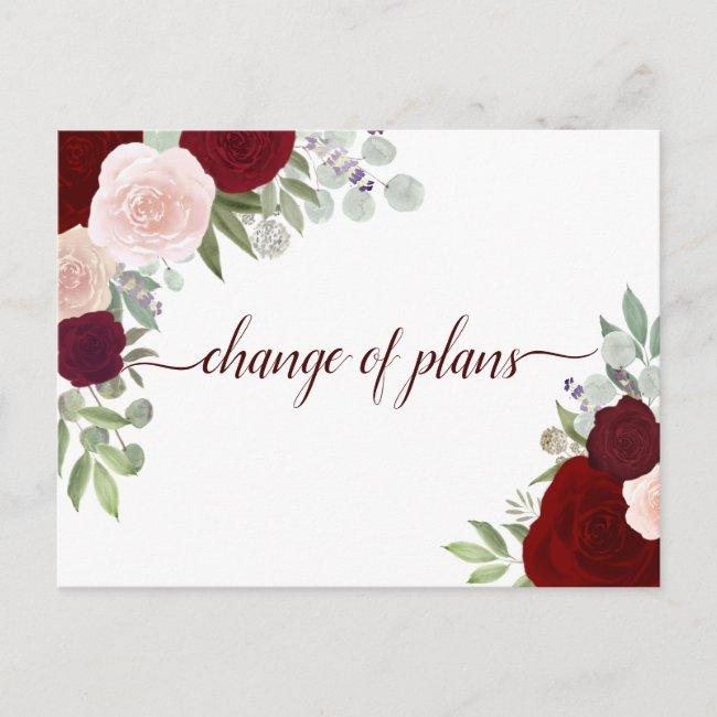 Elegant Red & Pink Roses Change Of Wedding Plans Announcement Post