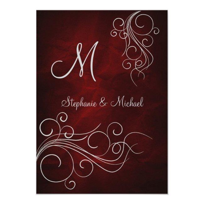 Elegant Red Silver Monogram Wedding