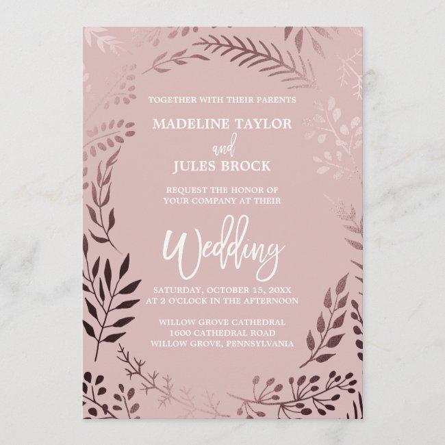 Elegant Rose Gold And Pink | Leafy Frame Wedding