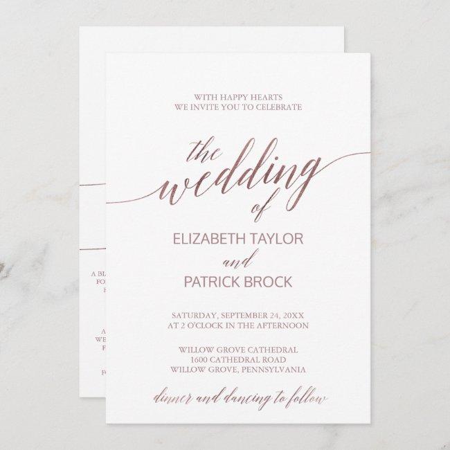 Elegant Rose Gold Calligraphy All In One Wedding