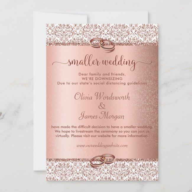 Elegant Rose Gold Glitter Monogram Smaller Wedding