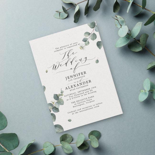 Elegant Rustic Eucalyptus Calligraphy Wedding