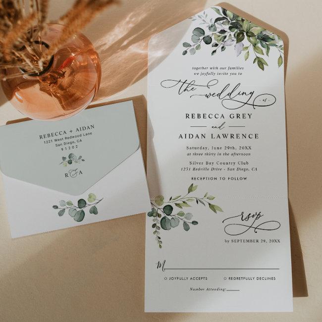 Elegant Rustic Eucalyptus Leaves Greenery Wedding All In One
