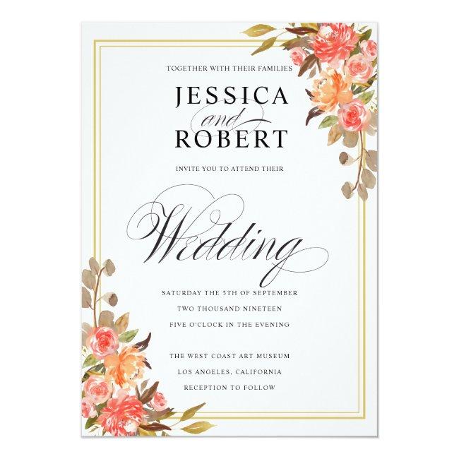 Elegant Script Touch Of Floral Fall Wedding