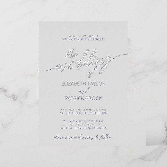 Elegant Silver Foil Calligraphy | Gray Wedding Foil