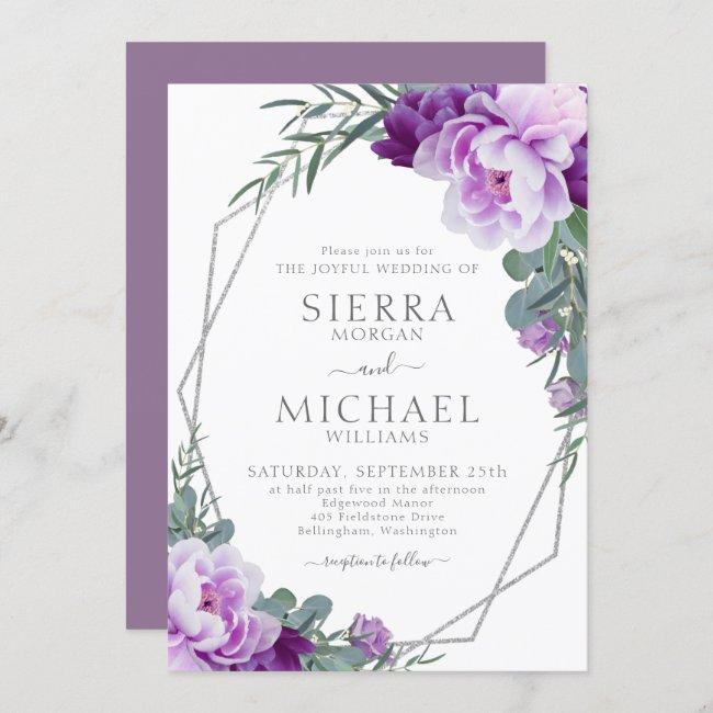 Elegant Silver & Purple Floral Eucalyptus Wedding