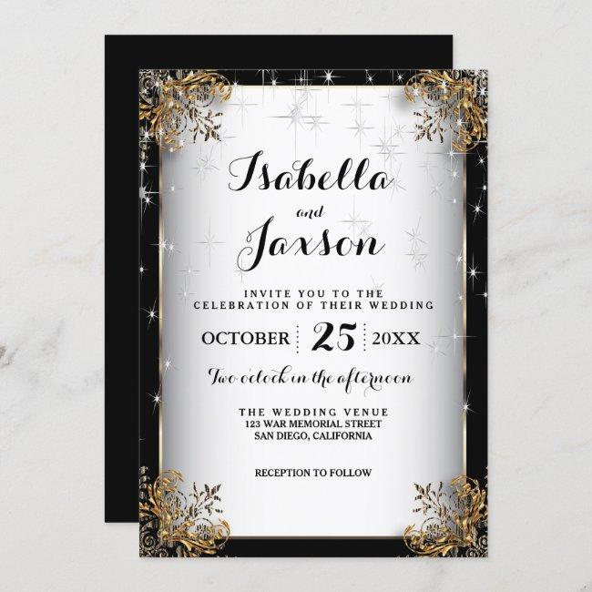 Elegant Starry Night Wedding In Black And Gold