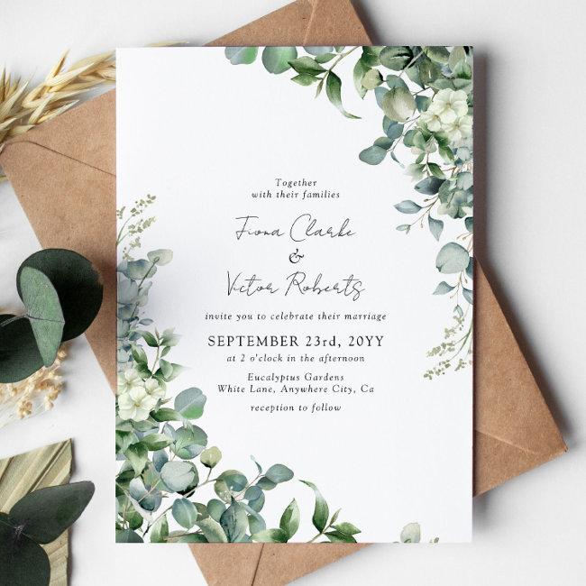 Elegant Succulent Eucalyptus Greenery Wedding Invi