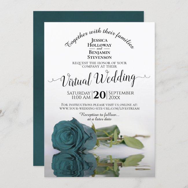 Elegant Teal Reflecting Rose Virtual Wedding