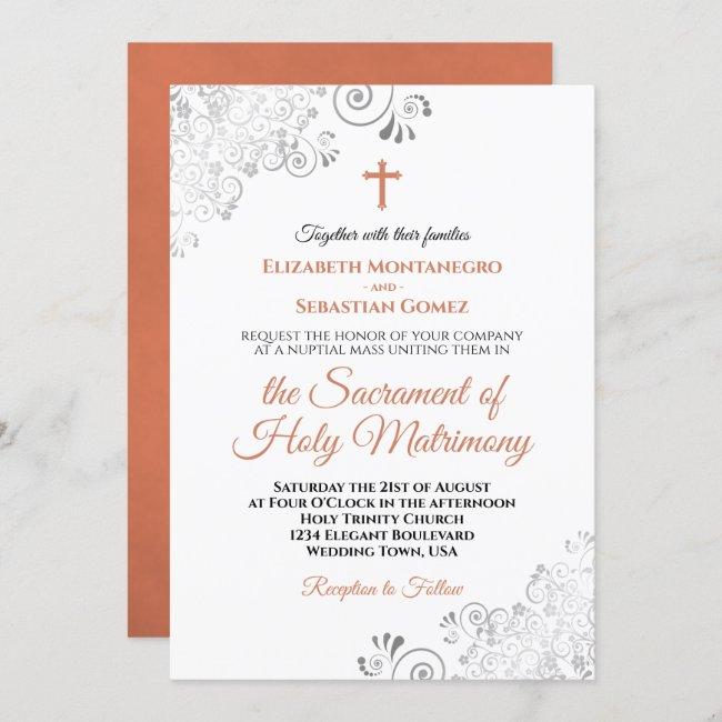 Elegant Terracotta & Gray Modern Catholic Wedding