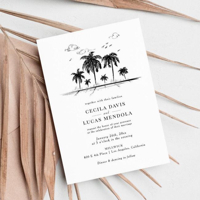 Elegant Tropical Beach Palm Tree Wedding