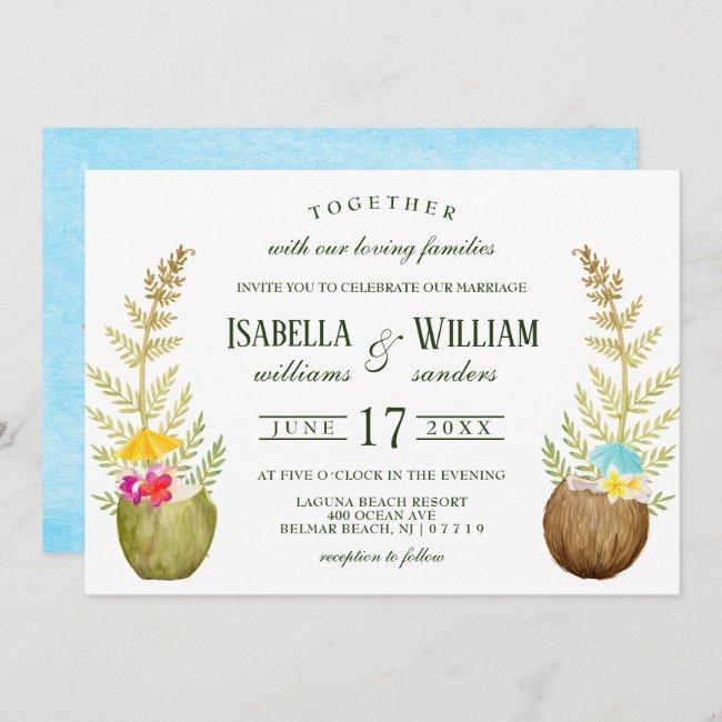 Elegant Tropical Summer Wedding Invitvitation