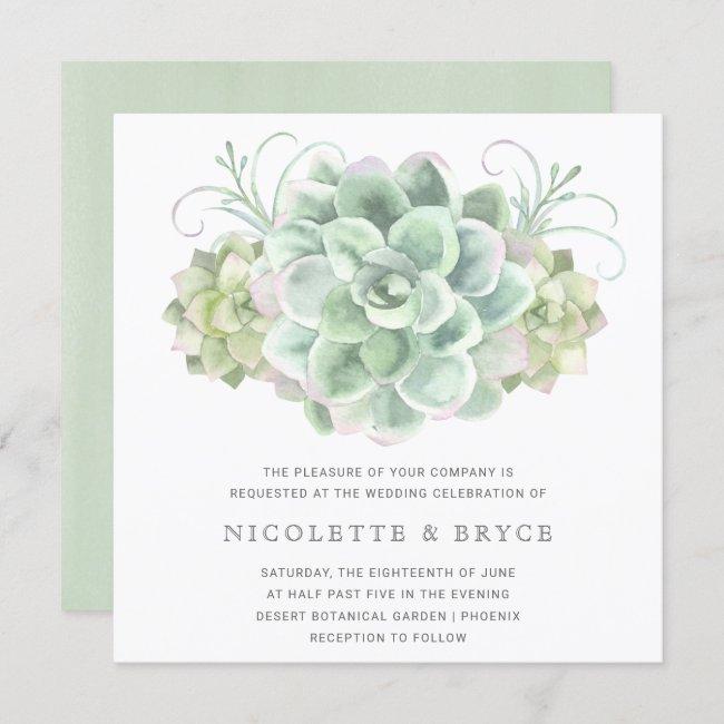 Elegant Watercolor Botanical Succulent Wedding