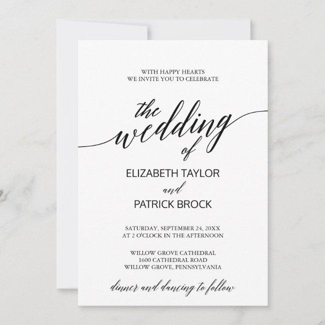 Elegant White And Black Calligraphy Wedding