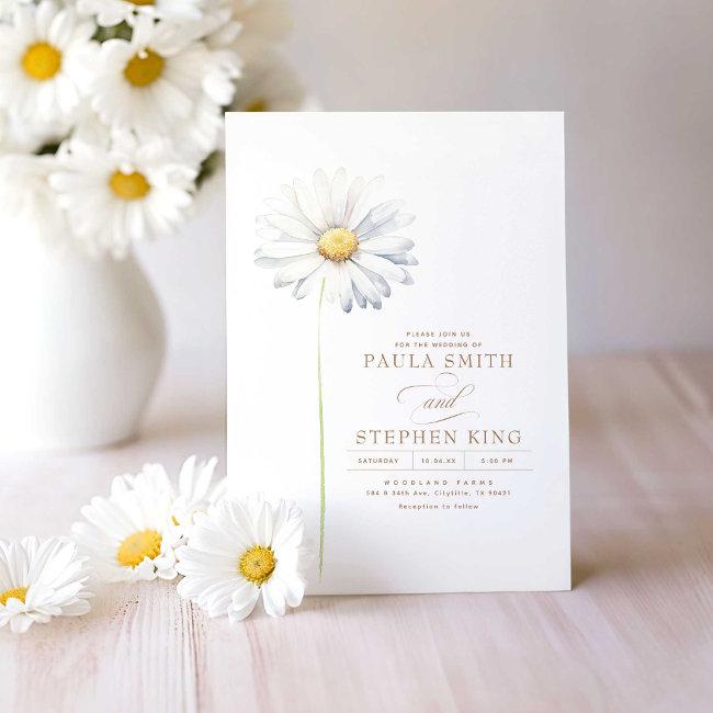 Elegant White Daisy Flower Minimalist Wedding