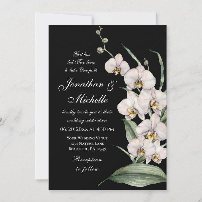 Elegant White Orchids On Black Christian Wedding