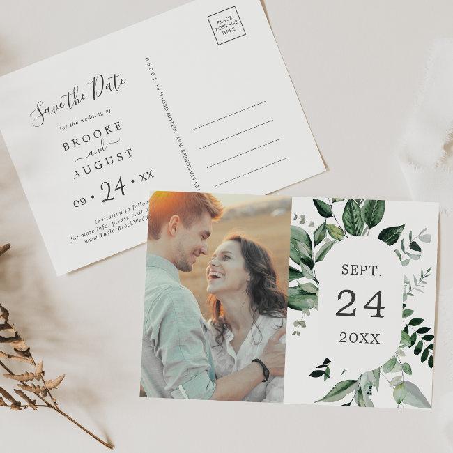 Emerald Greenery Photo Save The Date  Post