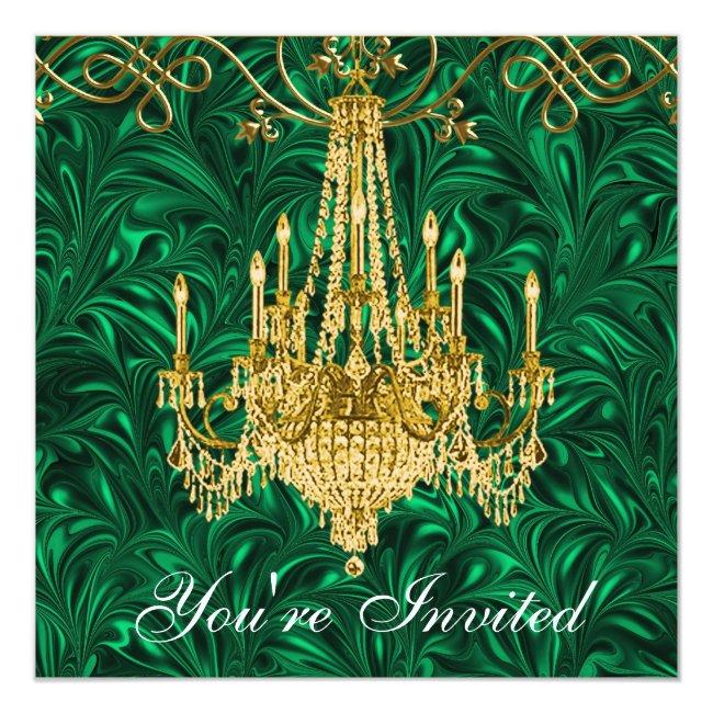 Emerald Kelly Green Gold Chandelier Party