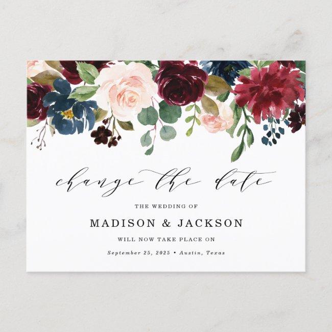 Enchanted Floral Change The Date Wedding Announcement Post
