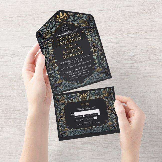 Enchanted Gothic Raven Floral Wedding All In One