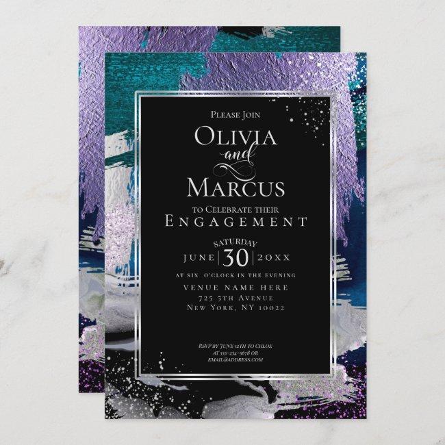 Engagement | Chic Bold Orchid Aqua Metallic