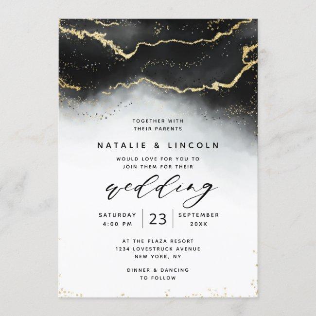 Ethereal Mist Ombre Black Watercolor Moody Wedding