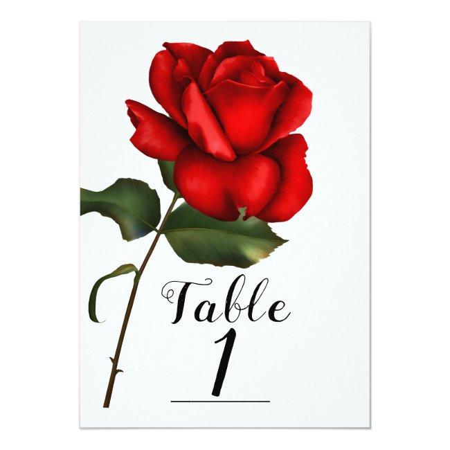Fairy Tale Wedding Storybook Red Rose Table Number