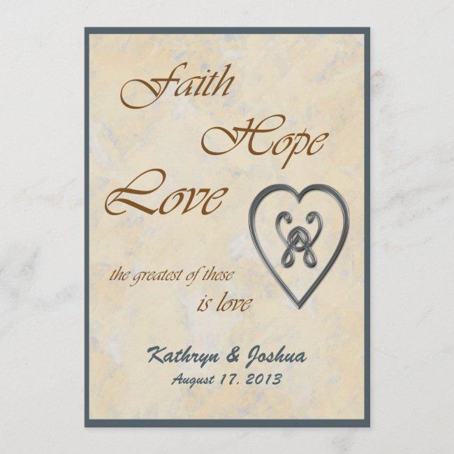 Faith Hope Love Blue Heart Wedding