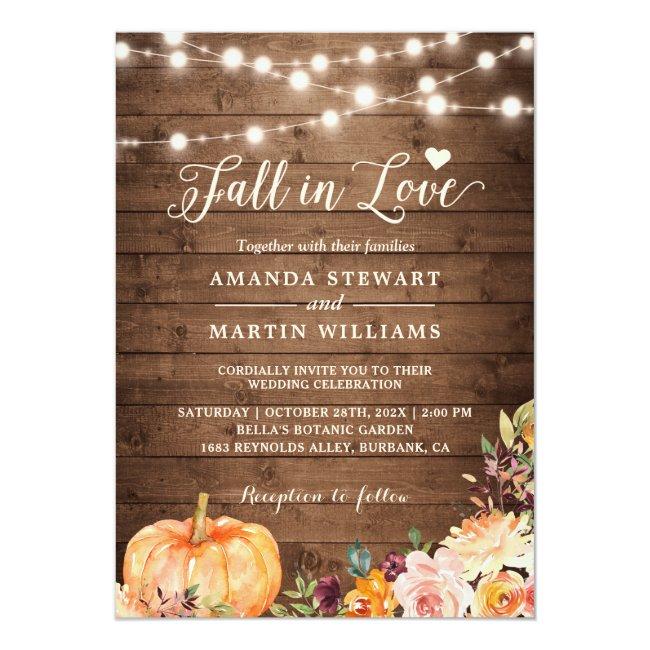 Fall In Love Rustic Autumn Floral Pumpkin Wedding