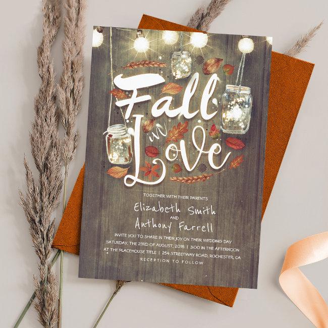 Fall In Love Rustic Mason Jar Lights Wedding