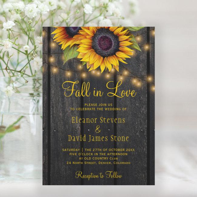 Fall In Love Sunflowers Rustic Country Wedding