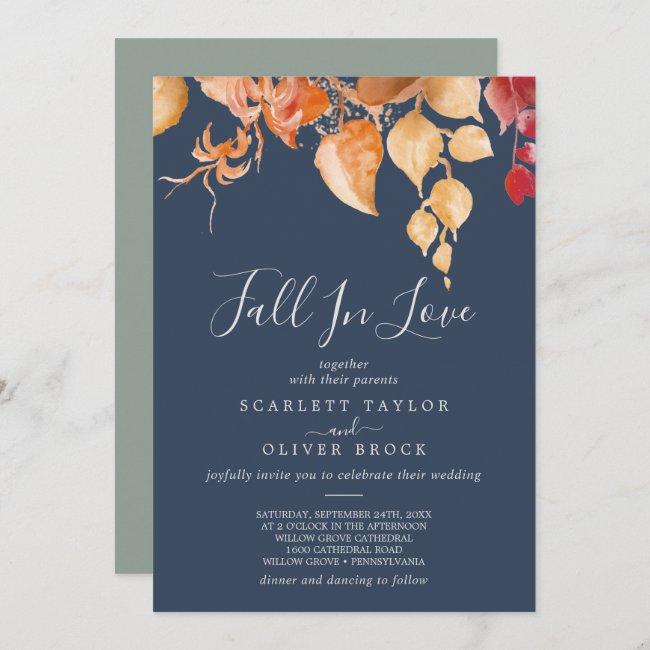 Fall Leaves | Navy Blue Fall In Love Wedding