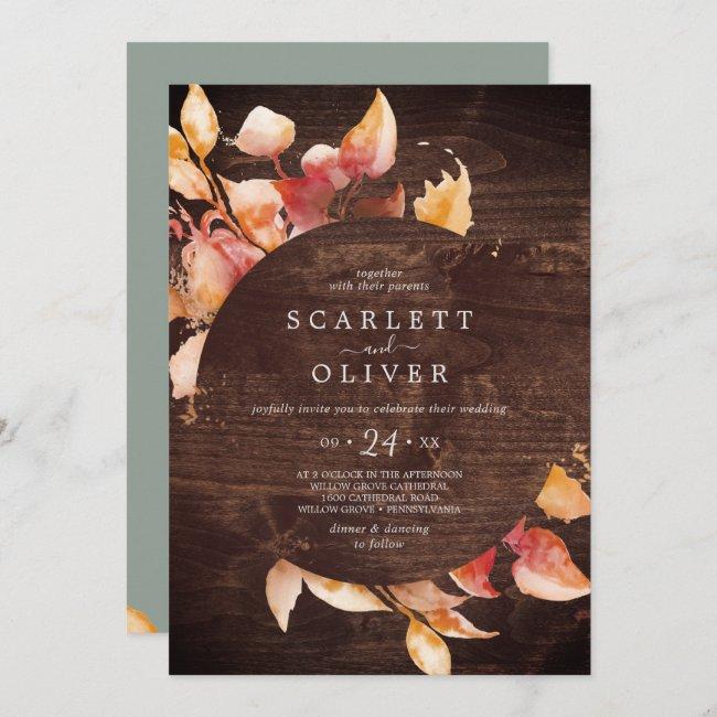 Fall Leaves | Rustic With Details On Back Wedding