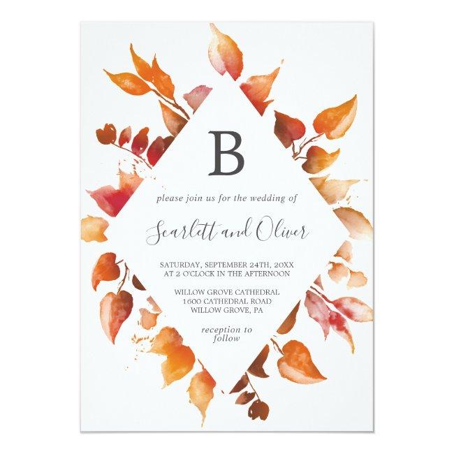 Fall Leaves | White & Burgundy Diamond Wedding